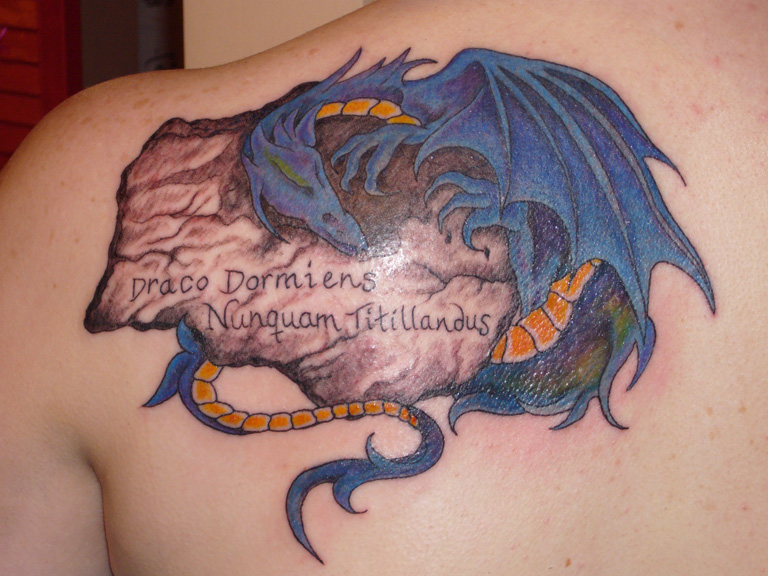 Sleeping dragon tattoo by Jennifer Overbury